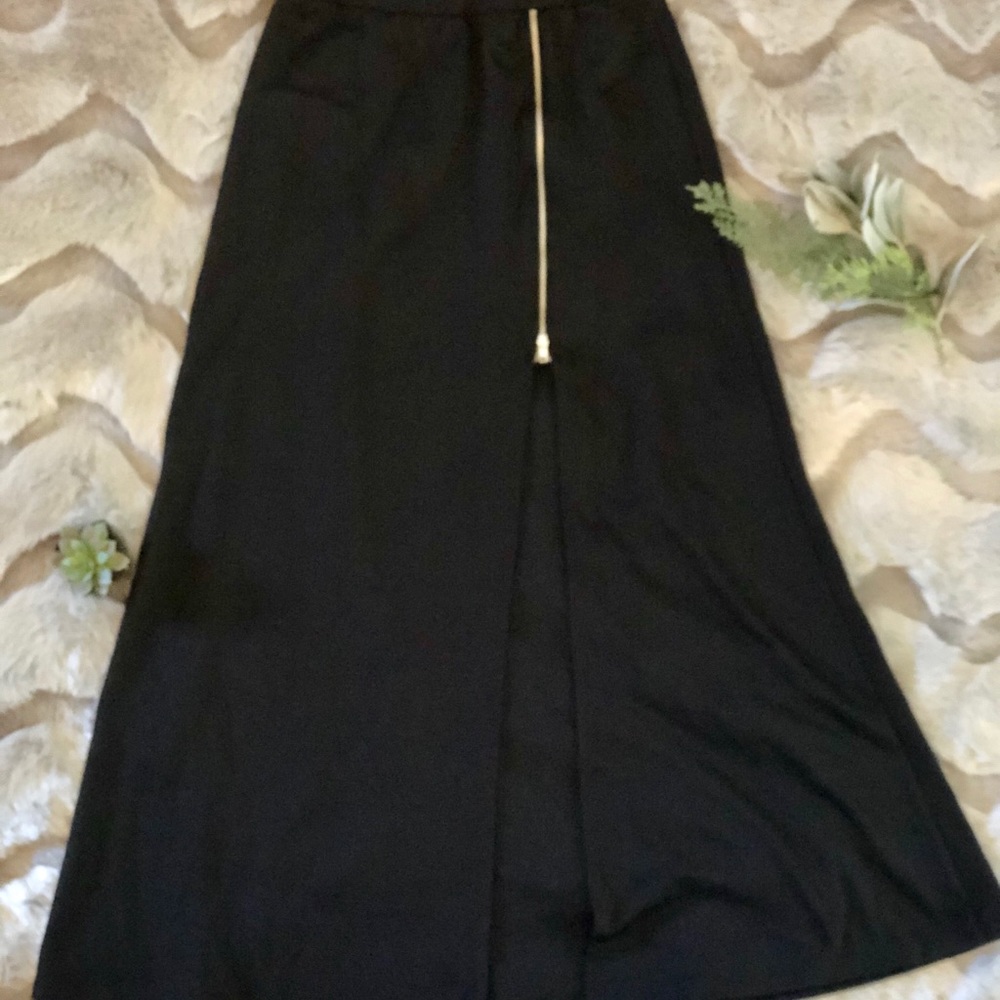 🔴 Gothic Emo Punk Long Black Maxi Skirt w/ Zip M - Picture 2 of 6